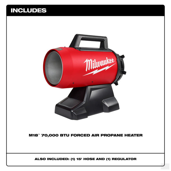 Milwaukee M18 70,000 BTU Forced Air Propane Heater 0801-20C