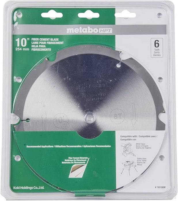 Metabo HPT 18108M 10" 6 Tooth Fiber Cement Cutting Blade with 5/8" Arbor