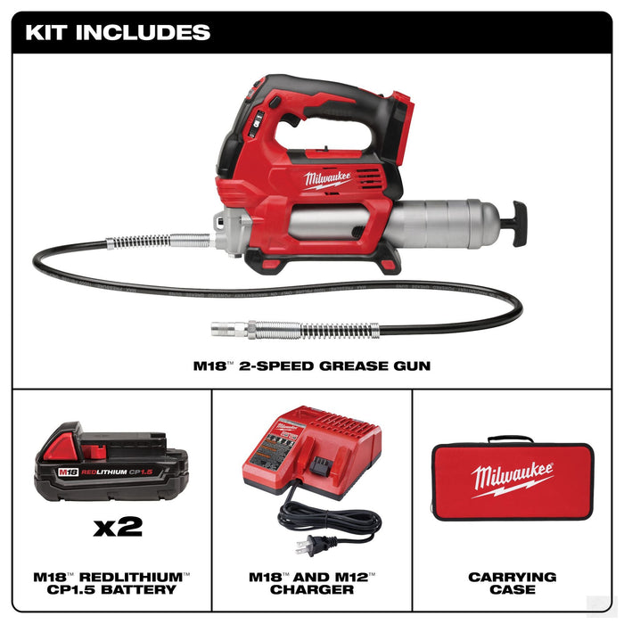 Milwaukee M18™ Cordless 2-Speed Grease Gun Kit (2646-22CT)