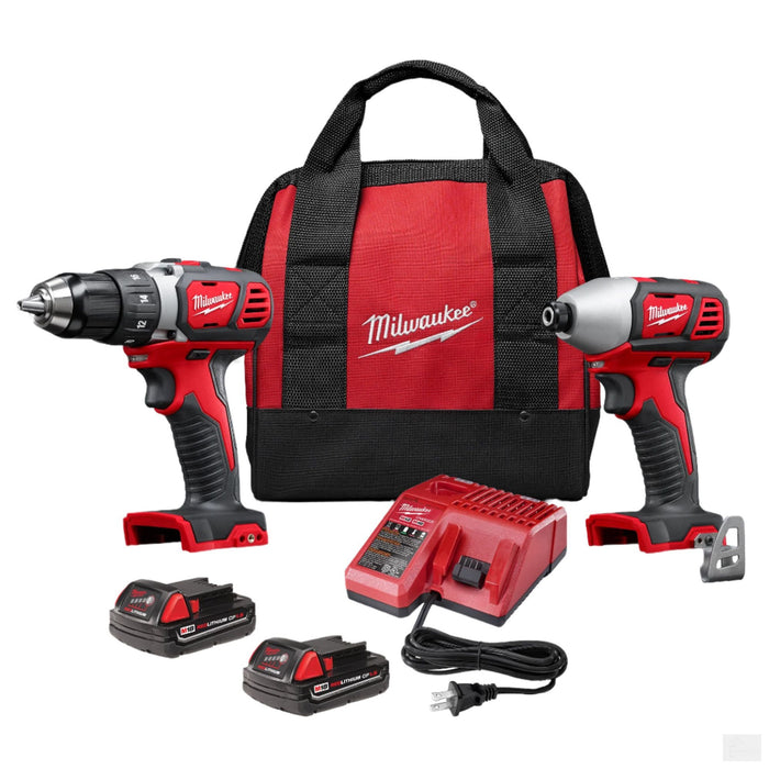 Milwaukee Tool M18 18V Li-Ion Cordless Drill Driver/Impact Driver Combo Kit w/ (2) 1.5Ah Batteries, Charger (2691-22)