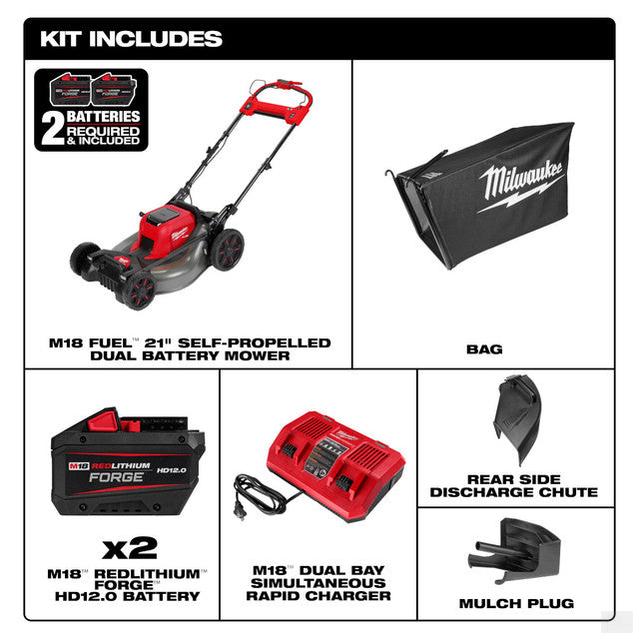 Milwaukee M18 FUEL™ 21" Self-Propelled Dual Battery Mower Kit (2823-22HD)
