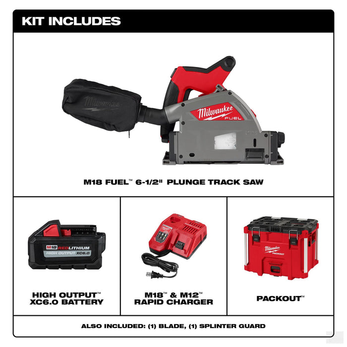 Milwaukee Tool M18 FUEL 18-Volt Lithium-Ion Brushless Cordless 6-1/2 in. Plunge Track Saw Kit w/ (1) 6.0 Ah Battery (2831-21)