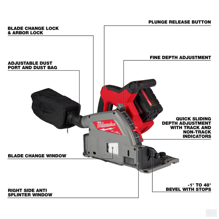 Milwaukee Tool M18 FUEL 18-Volt Lithium-Ion Brushless Cordless 6-1/2 in. Plunge Track Saw Kit w/ (1) 6.0 Ah Battery (2831-21)