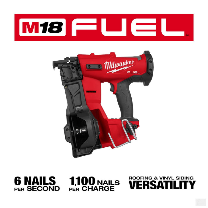 Milwaukee M18 FUEL 18-Volt Lithium-Ion Brushless Cordless Coil Roofing Nailer (Tool Only) {2909-20}