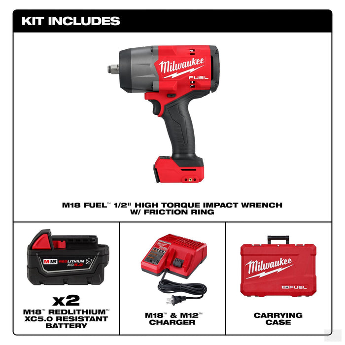 Milwaukee M18 FUEL™ 1/2" High Torque Impact wrench w/ Friction Ring Kit (2967-22)