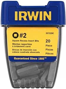Irwin 357220#2 Square Bit Tip, 20 Pack