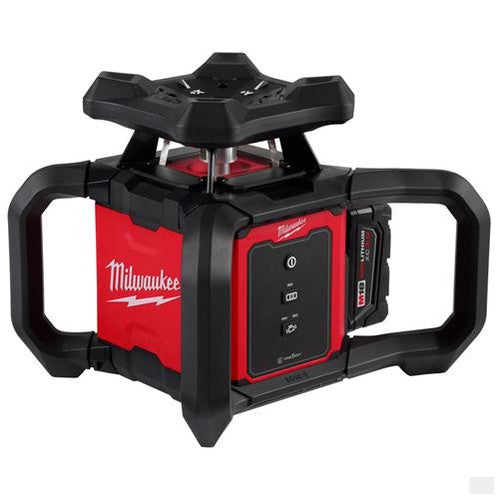 Milwaukee 3701-21T M18 Red Exterior Rotary Laser Level Kit w/ Receiver, Tripod, and Grade Rod