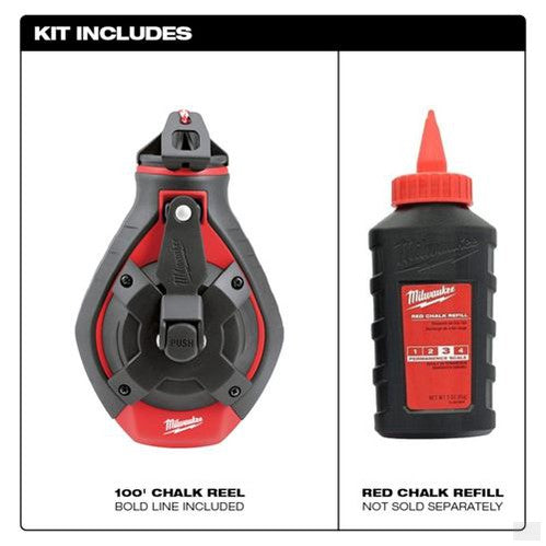 Milwaukee 100ft Bold Line Kit w/ Red Chalk 48-22-3986P — Adam Tools INC.
