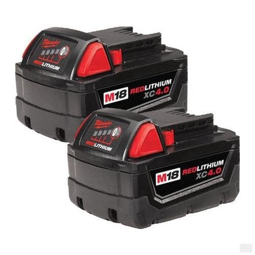 Milwaukee Tool M18 18V Lithium-Ion Extended Capacity (XC) 4.0 Ah REDLITHIUM Battery Pack (2-Pack)