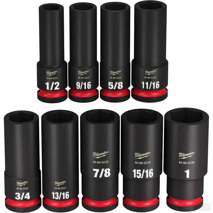 Milwaukee SHOCKWAVE Impact Duty 1/2 -inch Drive SAE Deep Well Impact Socket Set (9-Piece) [49-66-7022]