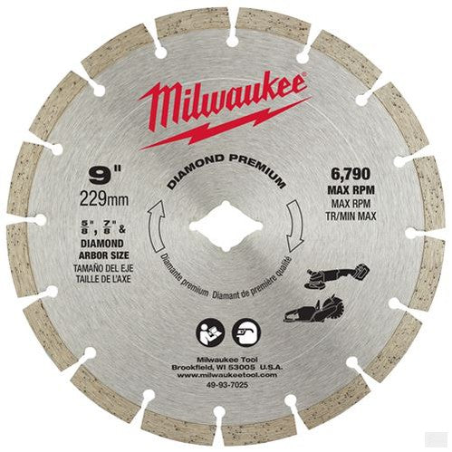 Milwaukee 9" DIAMOND PREMIUM SEGMENTED BLADE [49-93-7025]