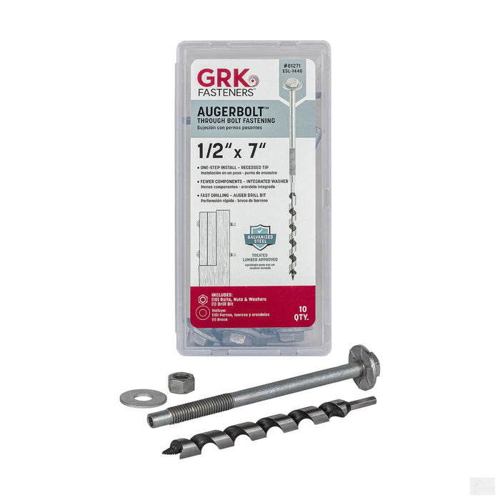 GRK 1/2 in. x 7 in. Galvanized Auger Bolt Post to Beam Through Bolt Fastener (10-Pack)