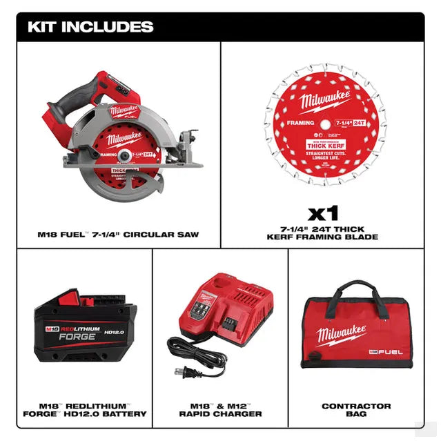 Milwaukee M18 FUEL 7-1/4” Circular Saw Kit (2834-21HD)
