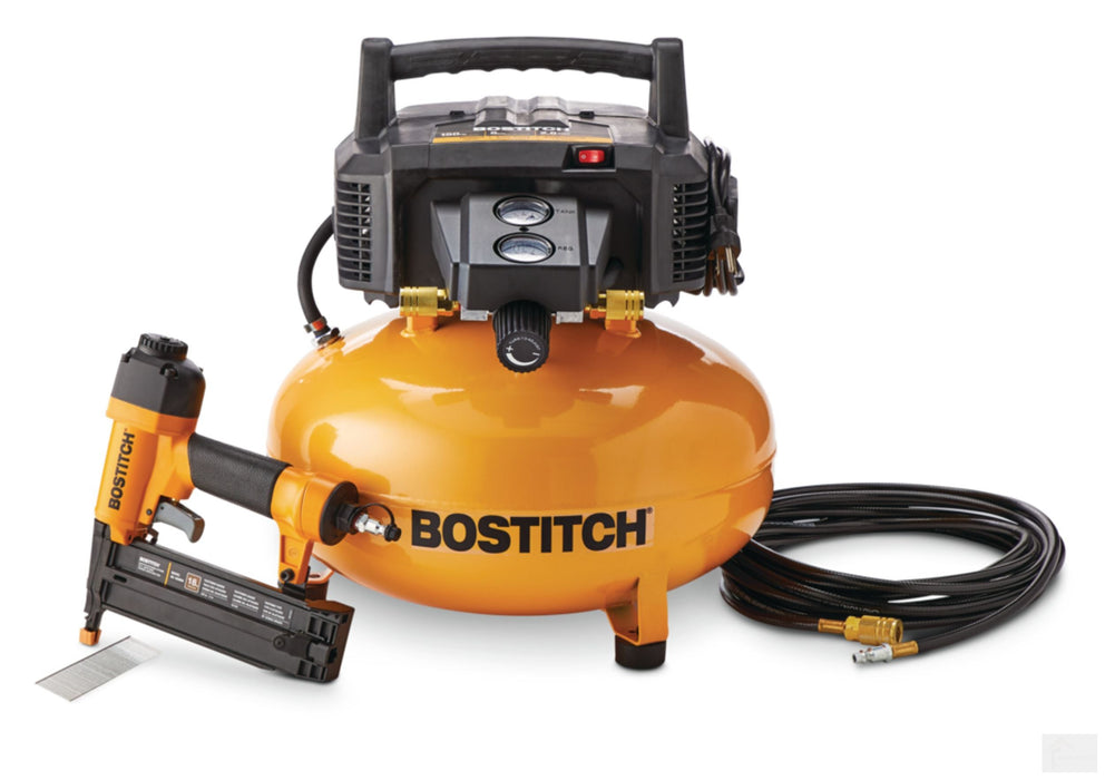 Bostitch BTFP1KIT-CA 6-Gallon Oil-Free Portable Air Compressor & 18-Gauge Nailer Kit