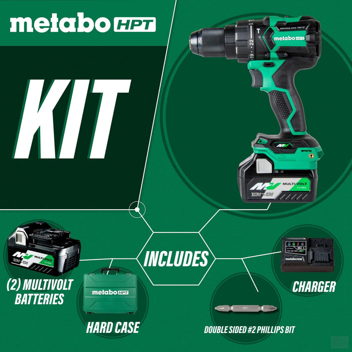 Metabo MultiVolt™ 36V Brushless 1/2-in Hammer Drill Kit 4.0Ah x 2 {DV36DC}