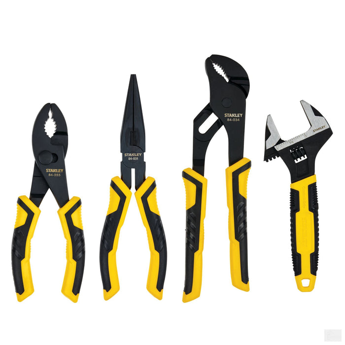 STANLEY Plier Set - Adjustable Wrench, Long Nose, Slip Joint, Tongue & Groove, Steel Material, 4 Pieces 84-558