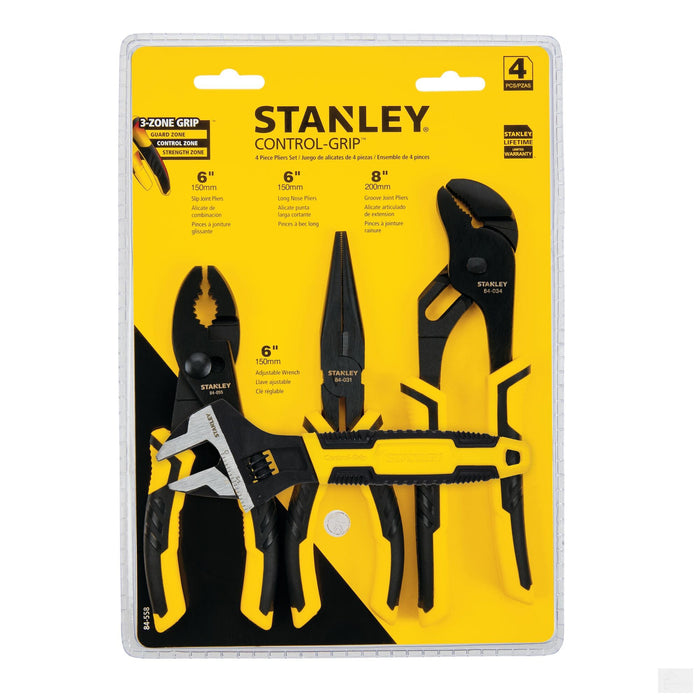 STANLEY Plier Set - Adjustable Wrench, Long Nose, Slip Joint, Tongue & Groove, Steel Material, 4 Pieces 84-558