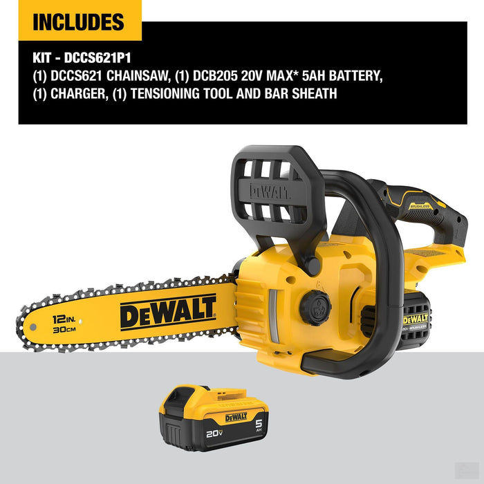 Dewalt 20V MAX Compact 12 In. Cordless Chainsaw Kit (DCCS620P1)