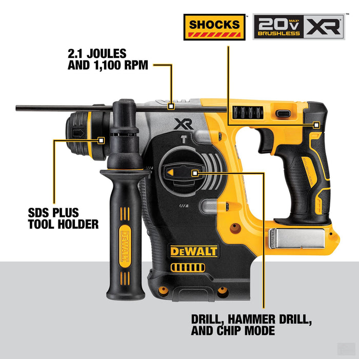 DEWALT 20V Max* BRUSHLESS SDS 3 Mode ; Rotary Hammer (Bare) DCH273B