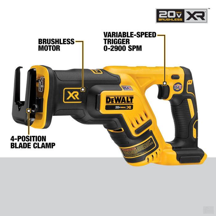 DEWALT 20V MAX XR Lithium-Ion Cordless Brushless Combo Kit (4-Tool) with (2) 5Ah Batteries, Charger and Bag DCK494P2