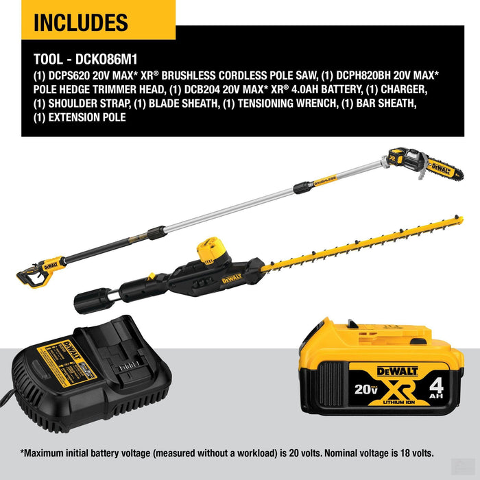 DEWALT 20V MAX Cordless Pole Saw and Pole Hedge Trimmer