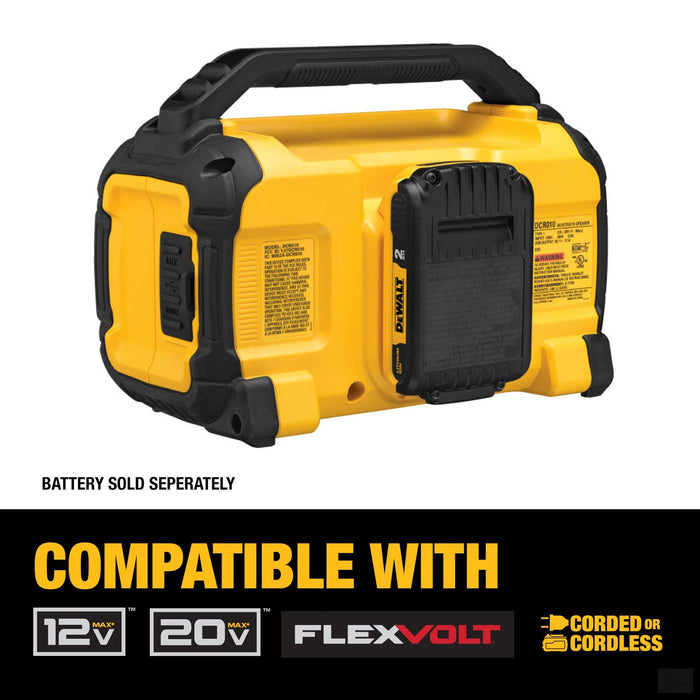 DEWALT 20V MAX* Bluetooth Speaker for Construction Jobsite, Tool Only (DCR010)