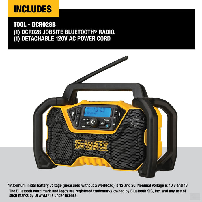 DEWALT 12V 20V MAX Bluetooth Cordless Jobsite Radio DCR028B Adam Tools INC