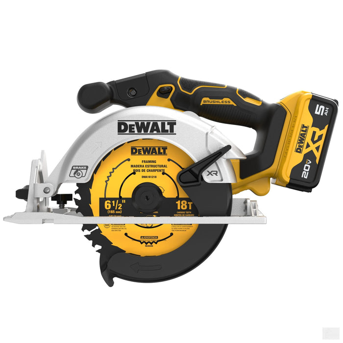 DEWALT 20V MAX Cordless 6-1/2" Circular Saw Kit with 5ah Battery (DCS565P1)