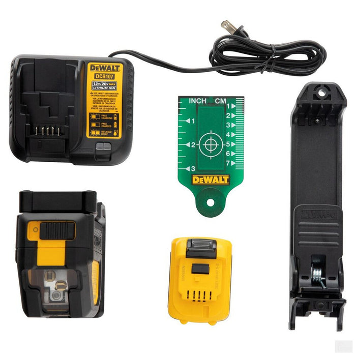 DEWALT 2 Beam Green Laser W/ 12V Battery & Charger Kit DW088LG