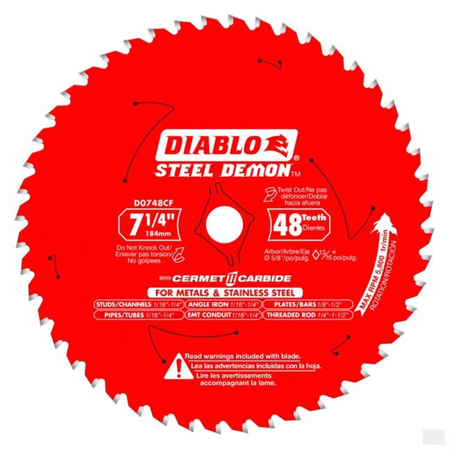 Diablo D0748CFX Steel Demon 7-1/4″ x 48T Cermet Metal and Stainless Steel Cutting Saw Blade