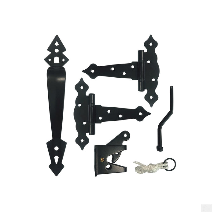 Nuvo Iron Heavy Duty Decorative Gate Combo Kit | Black Galvanized Steel