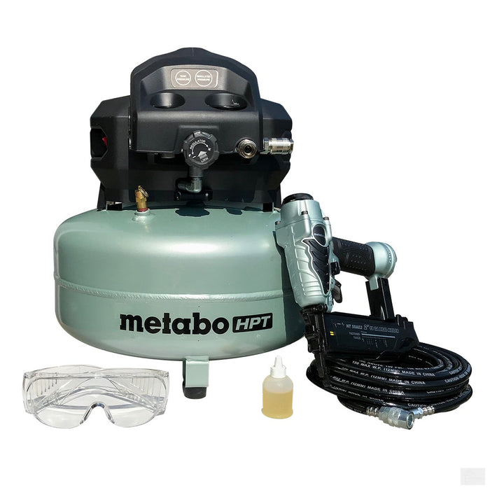 Metabo 18-Gauge Brad Nailer and Pancake Compressor Combo Kit (KNT50ACM)