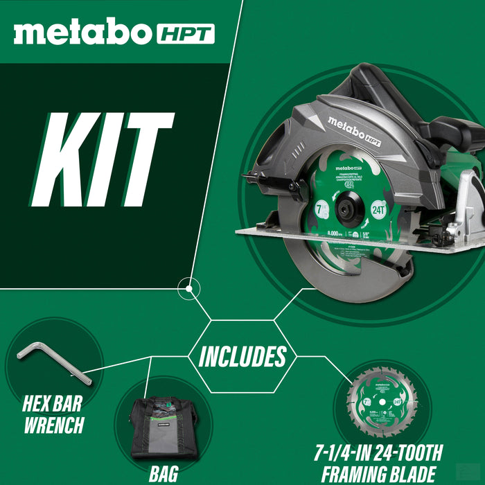 Metabo 7-1/4 In. Pro Grade Circular Saw 15 Amp 6800 RPM Rip Max (C7UR)
