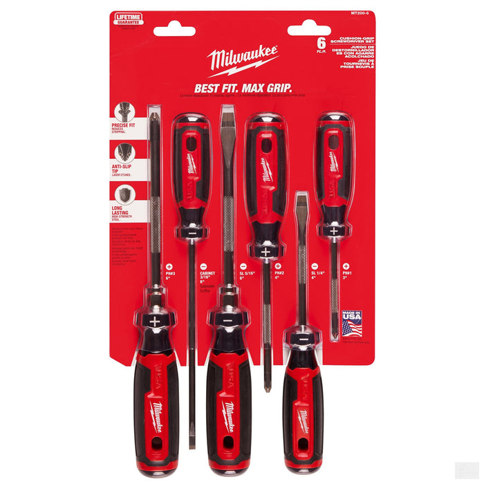 Milwaukee Tool Cushion Grip 6-Piece Screwdriver Kit (MT200-6)