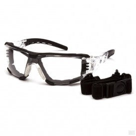 Pyramex Safety Fyxate Safety Glasses, Clear H2MAX Anti-Fog Lens with Foam Padding