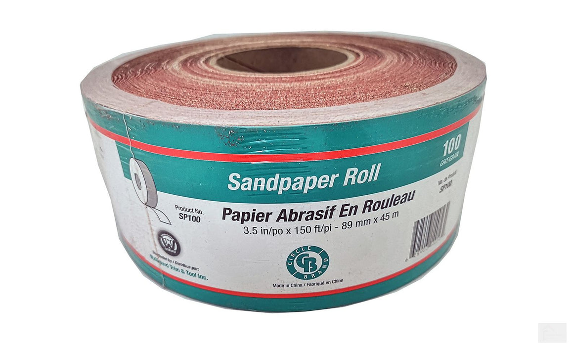CIRCLE BRAND Sandpaper Roll 3.5" x 150' #150 Grit (Paperbacked) [SP150]