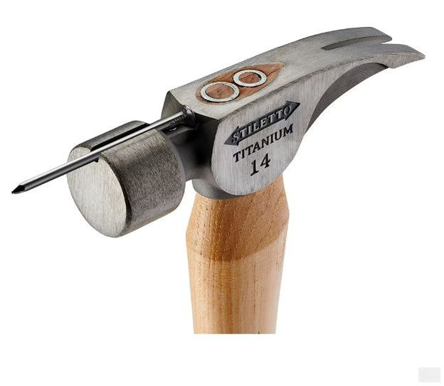 Stiletto 14 oz Titanium Smooth Face Hammer with 18 -inch Curved Hickory Handle (TI14SC)