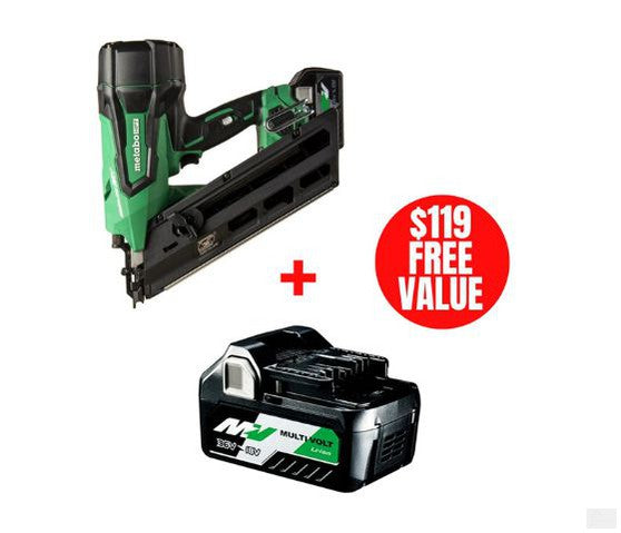 Metabo-HPT  30 Degree 36V Cordless Paper Strip Framing Nailer 2.5Ah Kit +BONUS 2.5/5.0Ah Battery HPT-NR3690DC