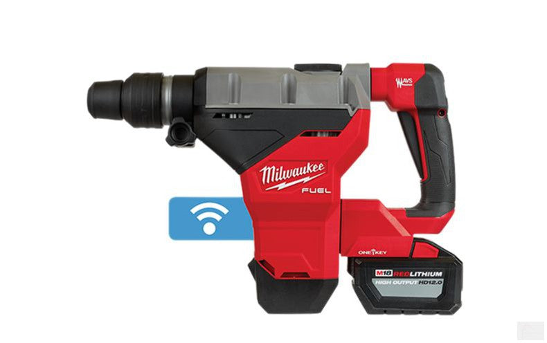 Milwaukee Tool M18 FUEL ONE-KEY 18V Li-Ion Brushless Cordless 1-3/4 in SDS-MAX Rotary Hammer w/ (2) 12.0 Ah Battery (2718-22HD)