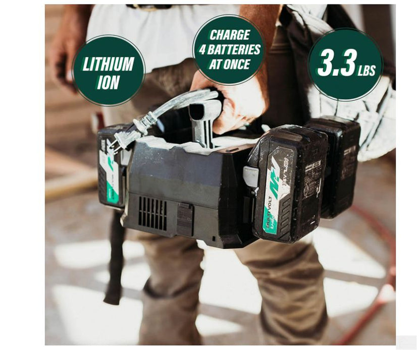 Metabo HPT 4-Port Battery Charger, 36V/18V, Slide-Style Batteries, Rapid Charging Time, Selectable Charging Modes, 2 USB Ports, 2 AC Outlets (UC18YTSL)