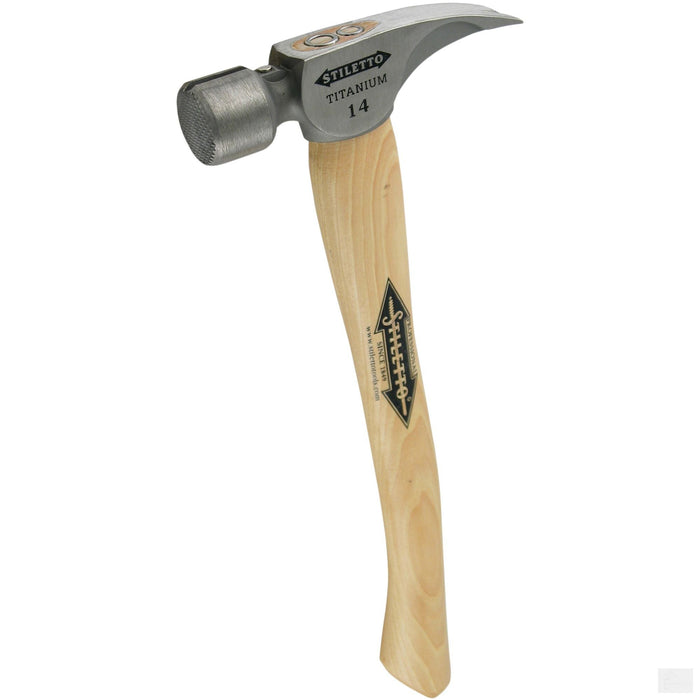 Stiletto Tool 14 oz. Titanium Milled Face Hammer with 16 in. Curved Hickory Handle TI14MC16