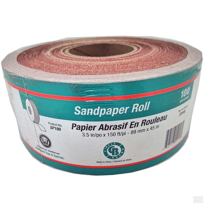 CIRCLE BRAND Sandpaper Roll 3.5" x 150' #100 Grit (Paperbacked) [SP100]