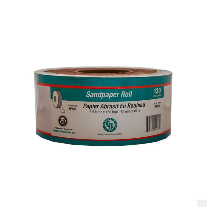 CIRCLE BRAND Sandpaper Roll 3.5" x 150' #120 Grit (Paperbacked) [SP120]