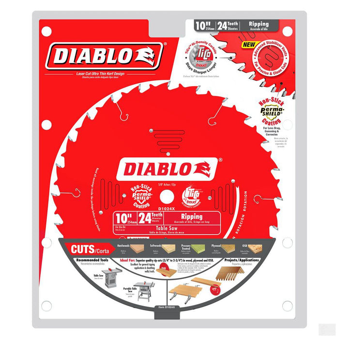 DIABLO 10 in. x 24 Tooth Ripping Saw Blade [D1024X]