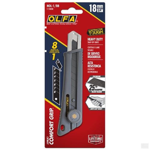 Olfa NOL-1/BB 18mm Rubber-Grip Ratchet-Lock HD Utility Knife