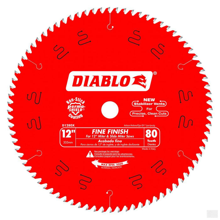DIABLO 12 in. x 80 Tooth Fine Finish Saw Blade [D1280X]