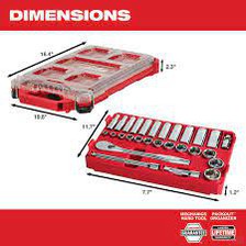 Milwaukee 3/8” Drive 28pc Ratchet & Socket Set with PACKOUT™ Low-Profile Compact Organizer - SAE 48-22-9481