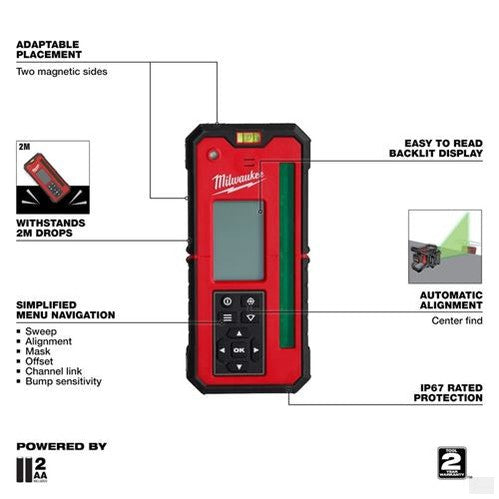 Milwaukee 3712 Green Rotary Laser Remote Control and Receiver