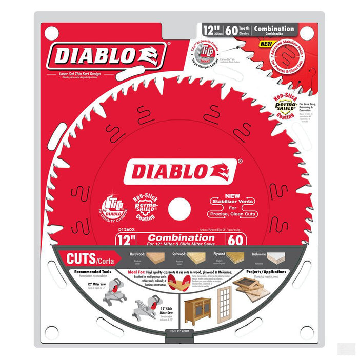 DIABLO 12 in. x 60 Tooth Combination Saw Blade [D1260X]