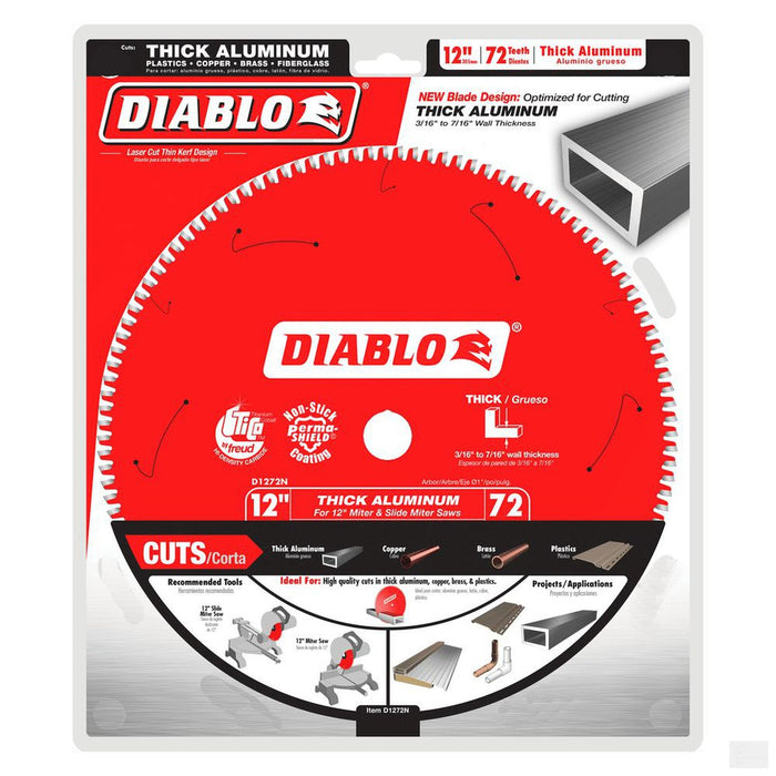 DIABLO 12 in. x 72 Tooth Thick Aluminum Cutting Saw Blade [D1272N]